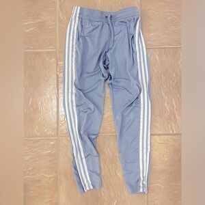 Adidas light blue track pants; XS